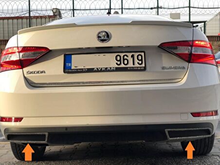 Skoda süperb tampon altı egzoz görünüm nikelajı krom 2015+