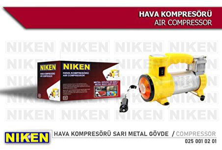 Araç lastik hava kompresörü metal gövde sarı niken