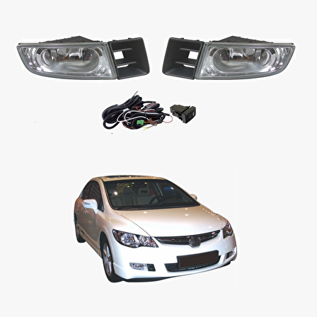 Honda civic fd6 uyumlu sis lambası farı çerçeveli 2006 - 2009