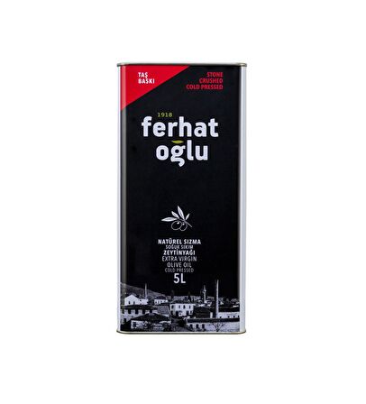 Ferhatoğlu Taş Baskı Soğuk Sıkım Sızma Zeytinyağı 5 lt Teneke 
