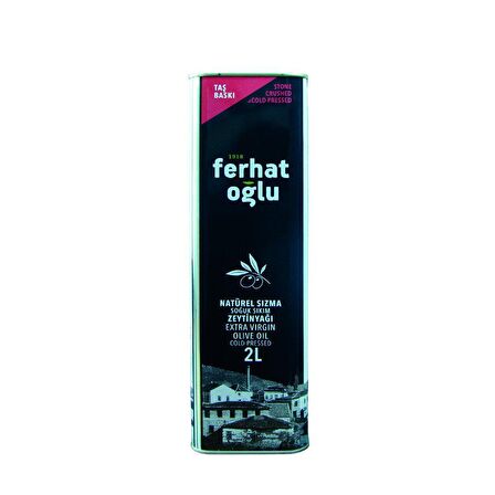 Ferhatoğlu Taş Baskı Soğuk Sıkım Zeytinyağı 2 lt Teneke 