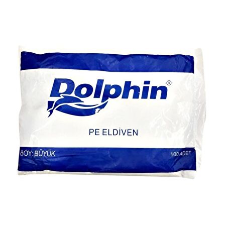 Dolphin PE İş Temizlik Tek Kullanımlık Şeffaf Poşet Market Eldiven / Büyük Boy / 100 Adetlik 5 Paket