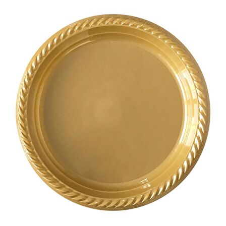 Gold (Altın Sarısı) Renk Plastik Tabak 22 cm-20 Adet