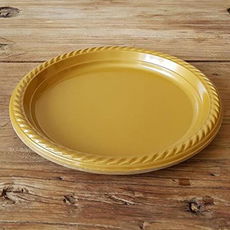 Gold (Altın Sarısı) Renk Plastik Tabak 22 cm-20 Adet