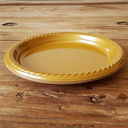 Gold (Altın Sarısı) Renk Plastik Tabak 22 cm-20 Adet