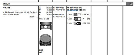 Opel Motor Segmanı Corsa B Astra F (c1,4nz X1,4xe) / (1,4 8v 1,4 16v) / (78,10mm) / (050) - Goetze 63071072g