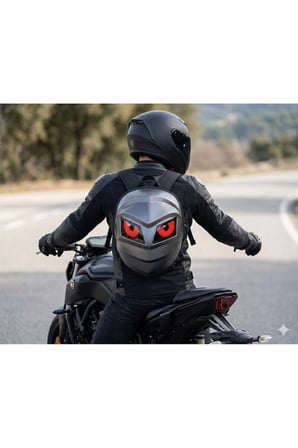 Rider LED Işıklı Karbon Mat Sırt Çantası Motorcu Çantası Orta Boy