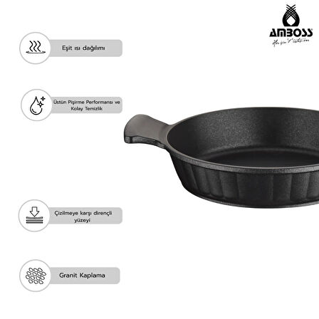 Amboss Kuvars 2 Parça Döküm Titanyum Kaplama Sahan Seti 18-20 cm