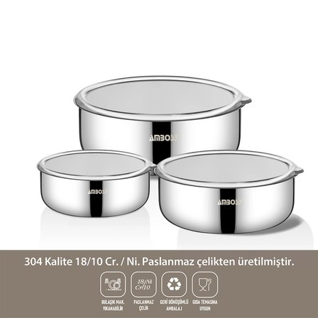 Prime 6 Parça Kapaklı Çelik Saklama Kabı 
