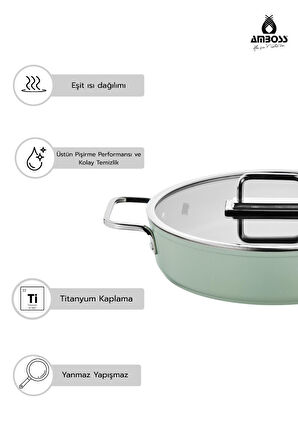 Anyolin 7 Parça Titanyum Kaplama Tencere Tava Seti (Yeşil)