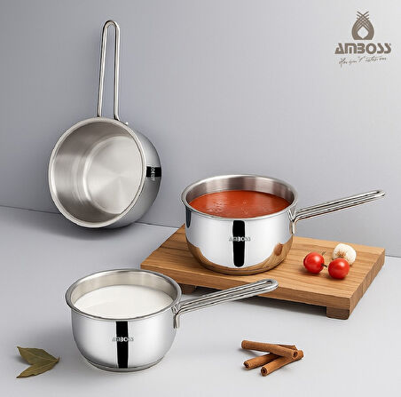 Amboss Vento Steel İndüksiyon Tabanlı 3 Parça Sütlük Seti 12-14-16 cm