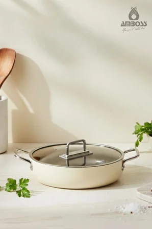 Sera Nova Doğal Seramik Basık Tencere 32 cm 4.9 Litre – Latte