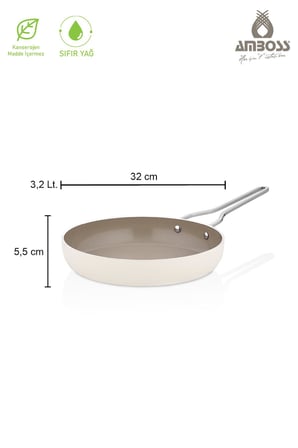 sera nova doğal seramik tava 32 cm 3,2 litre – latte