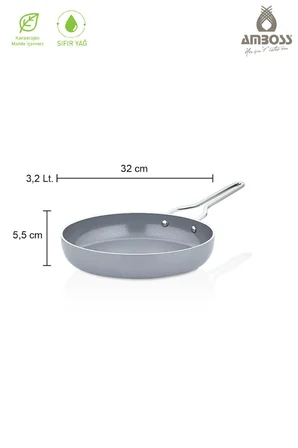 sera nova doğal seramik tava 32 cm 3,2 litre – gri