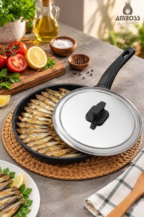 Döküm Granit Kapaklı Balık Tavası 32 cm