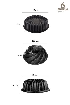 Mini Trio Family 6 Parça Döküm Mini Kek Kalıbı Seti