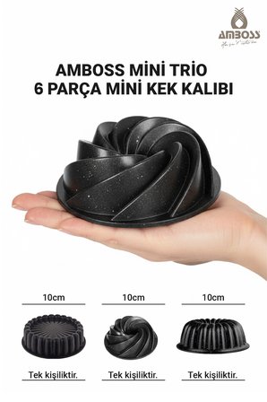 Mini Trio Family 6 Parça Döküm Mini Kek Kalıbı Seti