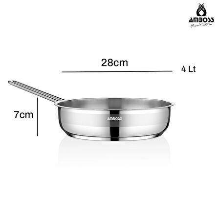 Amboss Saphire Paslanmaz Çelik 28 cm Kapaksız Çelik Tava 