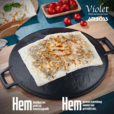 Amboss Violet Döküm Sac Kavurma Gözleme Tavası VİO-7975