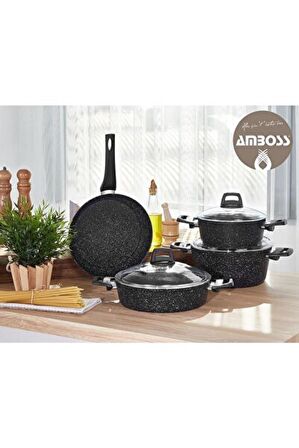 Amboss 7 Parça Granit Set Siyah