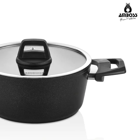 ASTEN - 7 Parça Orion (Siyah) + 26 cm Krep Tava + 18 cm Kuvars Sahan