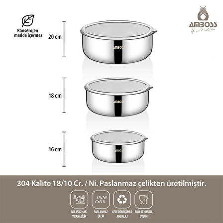 Mixkeep 9 Parça Paslanmaz Çelik Karıştırma Kabı & Çelik Saklama Kabı 