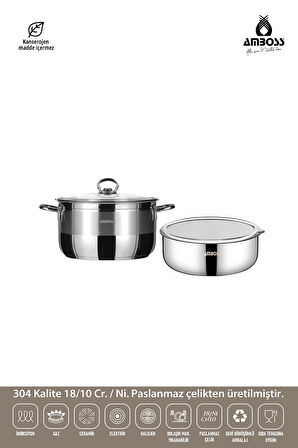 4 Parça Cook and Store Paslanmaz Çelik Tencere Saklama Kabı Pratik Set