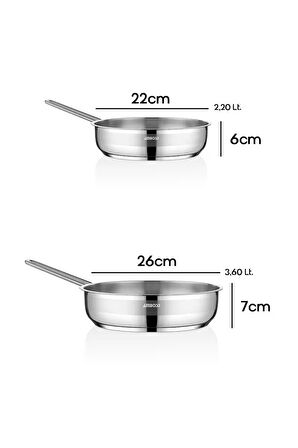 Lion 2 Parça Kapaksız Çelik Tava Seti 