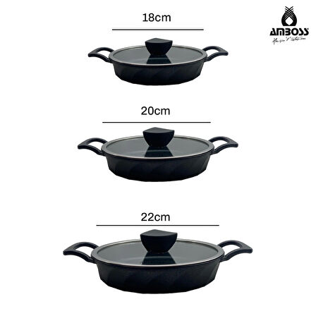 Vento 16 Parça Döküm Tencere Tava Sahan Seti (Siyah)