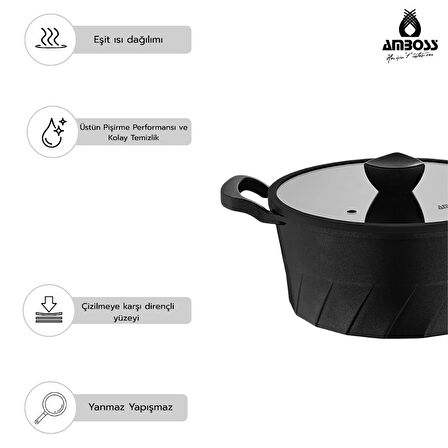 Vento 16 Parça Döküm Tencere Tava Sahan Seti (Siyah)