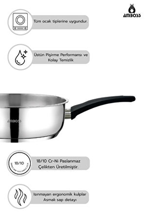 Elite 8 Parça Paslanmaz Çelik Saklama Kabı & Tava Seti