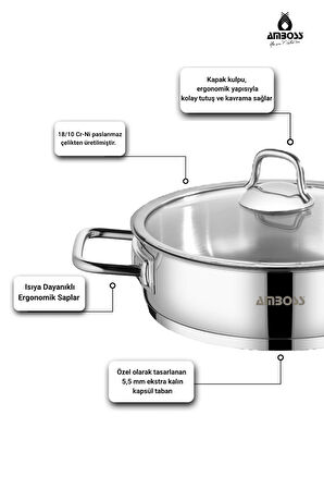 Master Class 6 Parça Paslanmaz Çelik Tencere Tava Saklama Kabı Seti