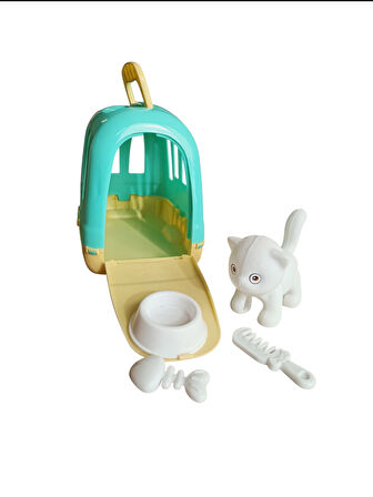 Oyuncak Aksesuarlı Kedi Kulübesi – 20x20 cm Kulübe ve 8 cm Figürlü Eğlenceli Oyun Seti