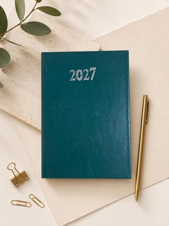 Ofisinn 2027 Cilt Bezli Sert Kapak 14x20 cm Planlayıcı Günlük Ajanda Yeşil