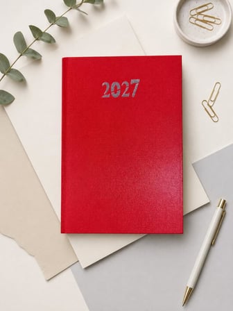 Ofisinn 2027 Cilt Bezli Sert Kapak 14x20 cm Planlayıcı Günlük Ajanda Kırmızı