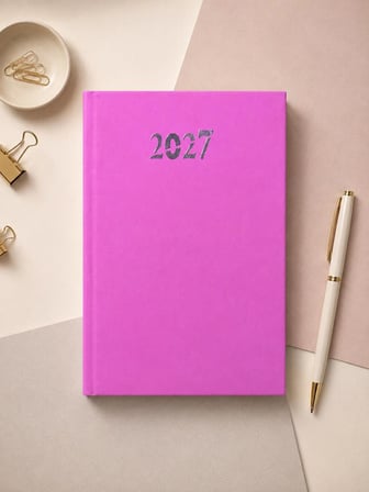 Ofisinn 2027 Cilt Bezli Sert Kapak 14x20 cm Planlayıcı Günlük Ajanda Pembe