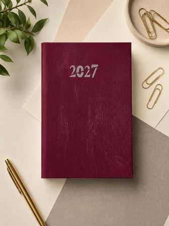Ofisinn 2027 Cilt Bezli Sert Kapak 14x20 cm Planlayıcı Günlük Ajanda Bordo