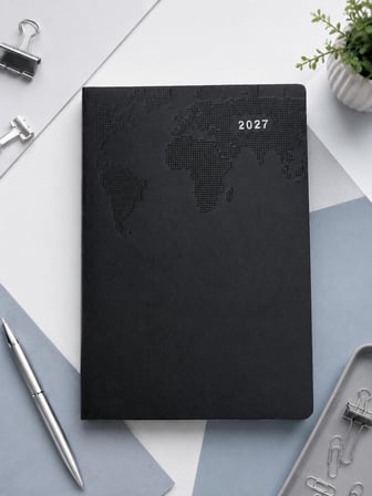 Ofisinn 2027 Termo Deri Kapak 17x24 cm Planlayıcı Günlük Ajanda 70 gr Siyah