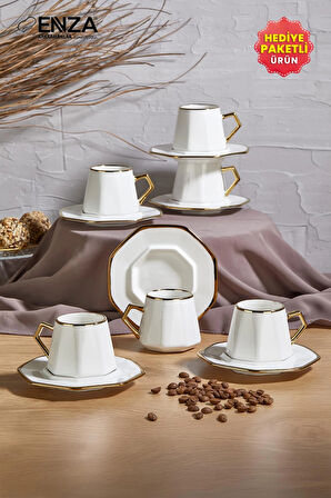 Kahramanlar Milas 6'lı 12 Parça Porselen Kahve Fincanı Takımı
