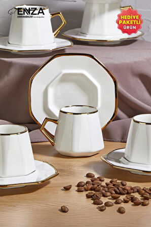 Kahramanlar Milas 6'lı 12 Parça Porselen Kahve Fincanı Takımı