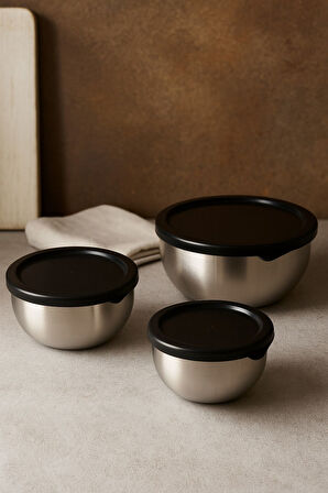 6 Parça Kapaklı Çelik Saklama Kabı Seti | 12-14-16 cm | İdeal Boyutlar | Kutulu Ürün |