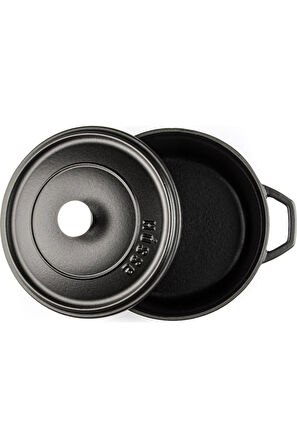 Hosse Demir Döküm 28 cm Kısa Tencere - Siyah (Hsykt-28-Syh)