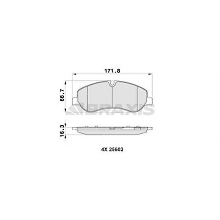 Ford On Fren Balatası Transıt Custom V362-V363 12> (arka Tek Teker) - Braxıs Ab0503