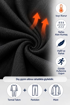 Erkek Çocuk Termal Takım (Tutku Yetkili Satıcısı) Siyah Uzun Kollu Termal Üst ve Tayt 2 Parça Kışlık İçlik Seti
