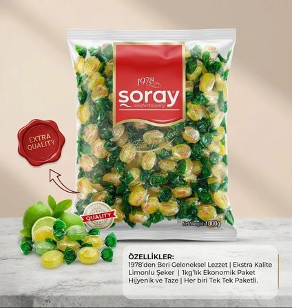 Şoray Limon Aromalı Sert Şeker 960 gr