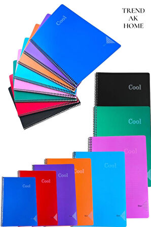  A4 DEFTER 72 YAPRAK SPİRALLİ PLASTİK KAPAK COOL DEFTER (2 ADET KARELİ 2 ADET ÇİZGİLİ)OKUL DEFTERİ