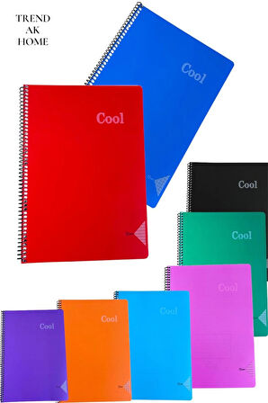  A4 DEFTER 72 YAPRAK SPİRALLİ PLASTİK KAPAK COOL DEFTER (2 ADET KARELİ 2 ADET ÇİZGİLİ)OKUL DEFTERİ