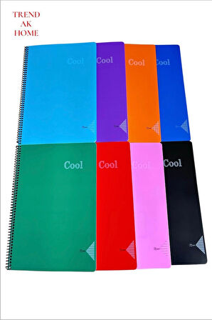  A4 DEFTER 72 YAPRAK SPİRALLİ PLASTİK KAPAK COOL DEFTER (2 ADET KARELİ 2 ADET ÇİZGİLİ)OKUL DEFTERİ