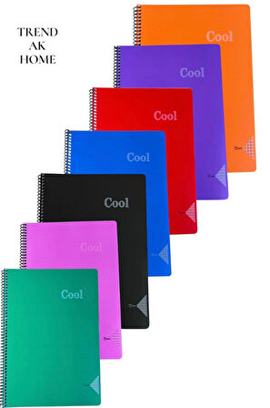  A4 DEFTER 72 YAPRAK SPİRALLİ PLASTİK KAPAK COOL DEFTER (2 ADET KARELİ 2 ADET ÇİZGİLİ)OKUL DEFTERİ
