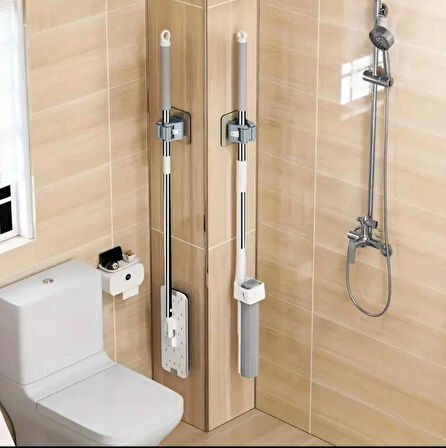 Paspas Süpürge Fırça Ve Mop Askısı Sap Tutucu Mutfak Banyo Askı Paspas Tutucu
